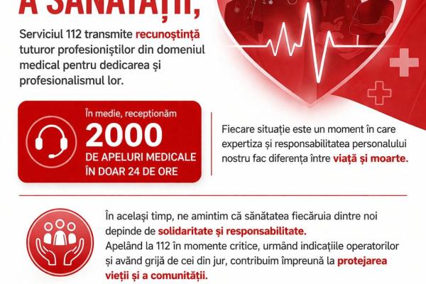 De Ziua Mondială a Sănătății, Serviciul 112 transmite recunoștință tuturor profesioniștilor din domeniul medical pentru dedicarea și profesionalismul lor.