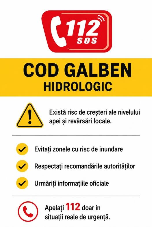 Cod Galben Hidrologic pentru data de 2 iunie 2026